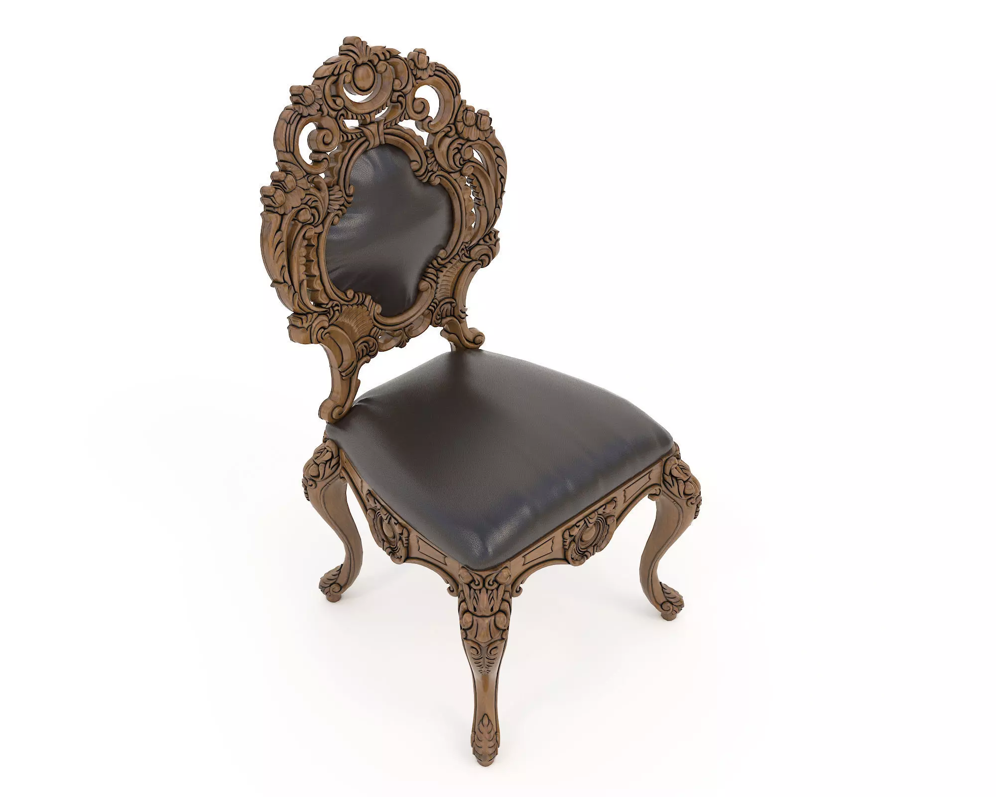 Classic European style Dining Table and Chairs 30 3D model_9