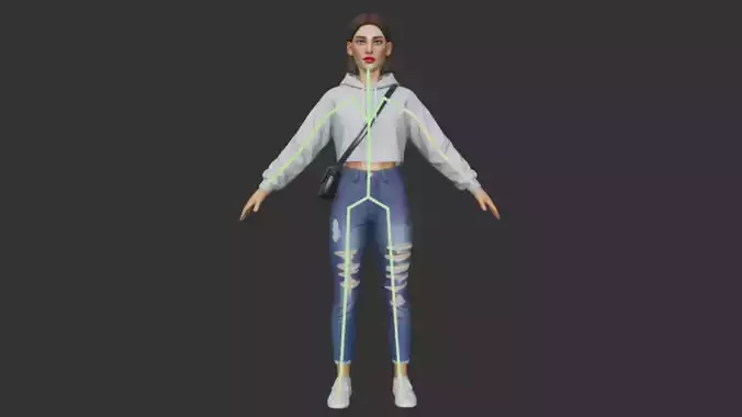 Rigged woman T Pose