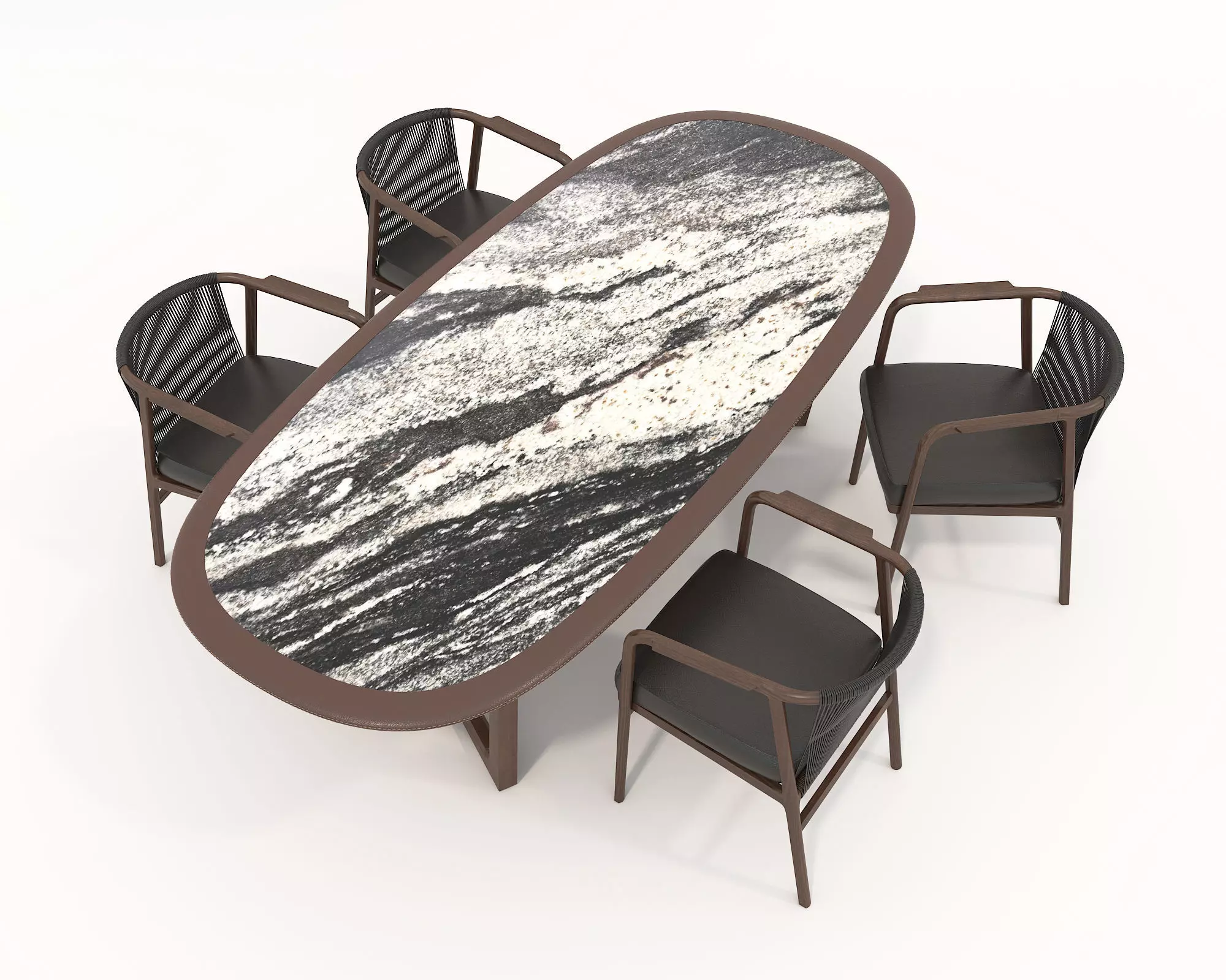 Dining Table and Chairs Set 3D model_1