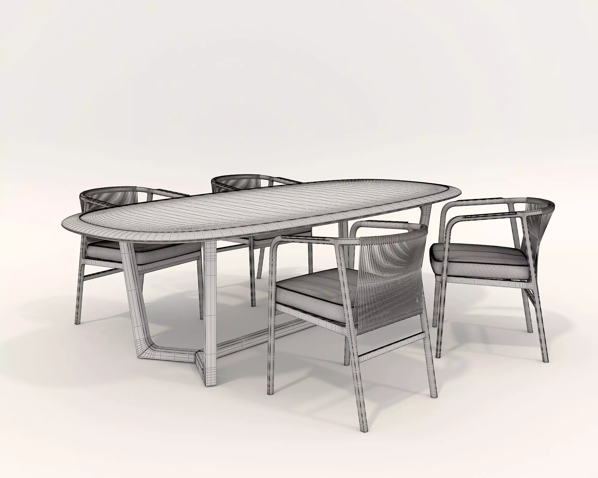 Dining Table and Chairs Set 3D model_8