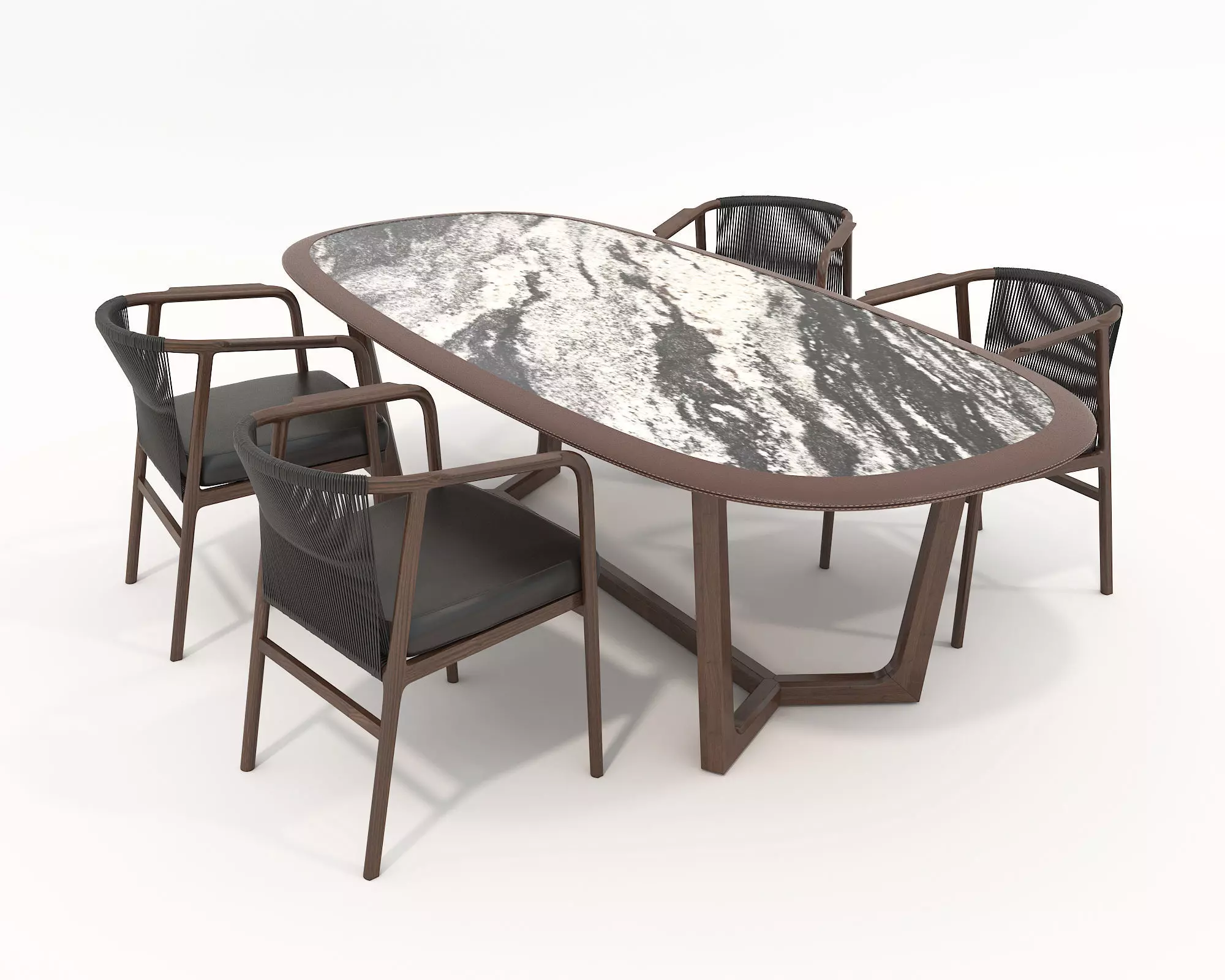 Dining Table and Chairs Set 3D model_3