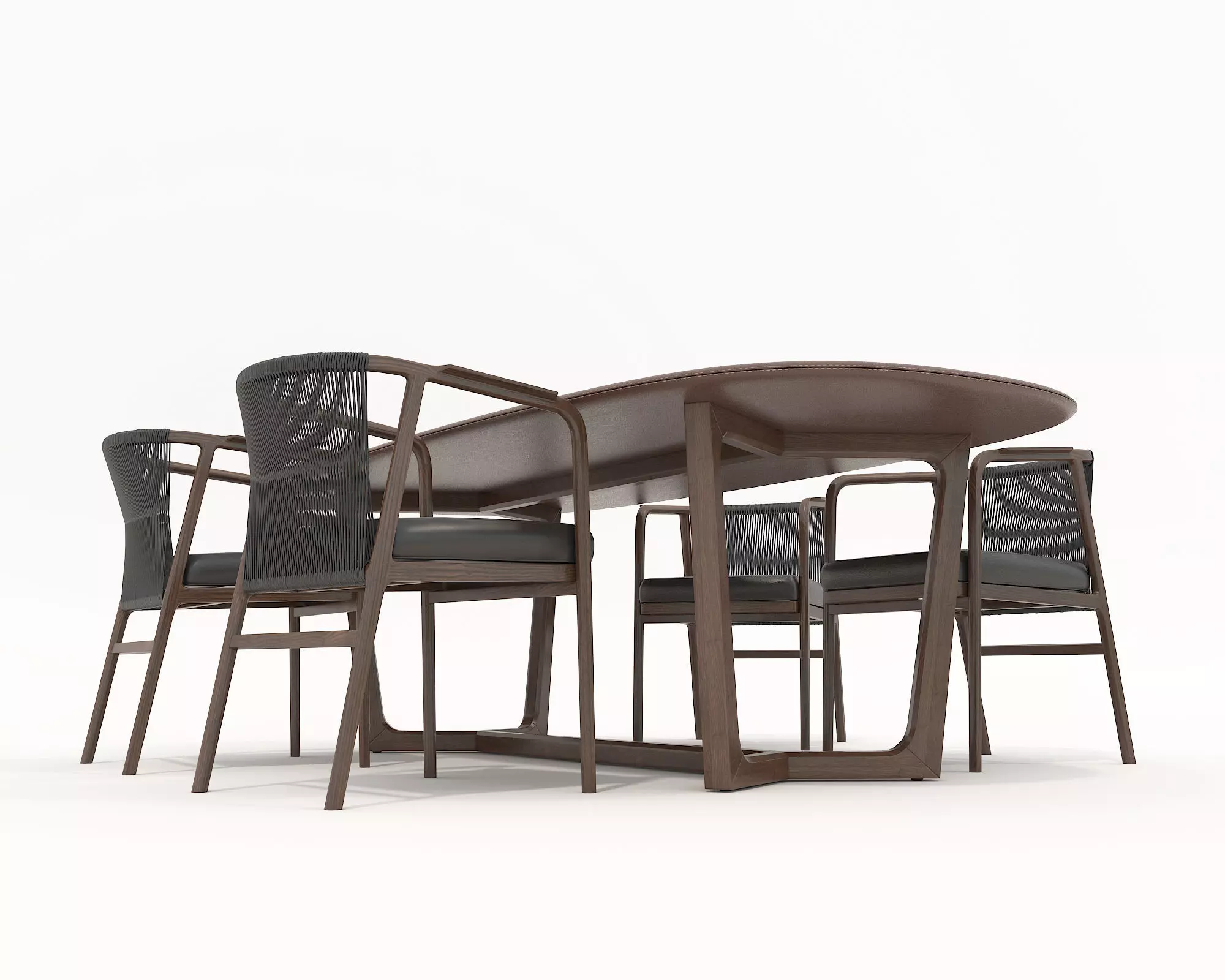 Dining Table and Chairs Set 3D model_2