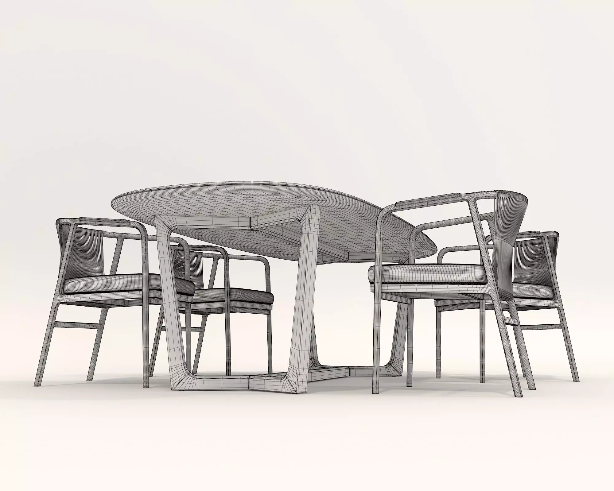 Dining Table and Chairs Set 3D model_9