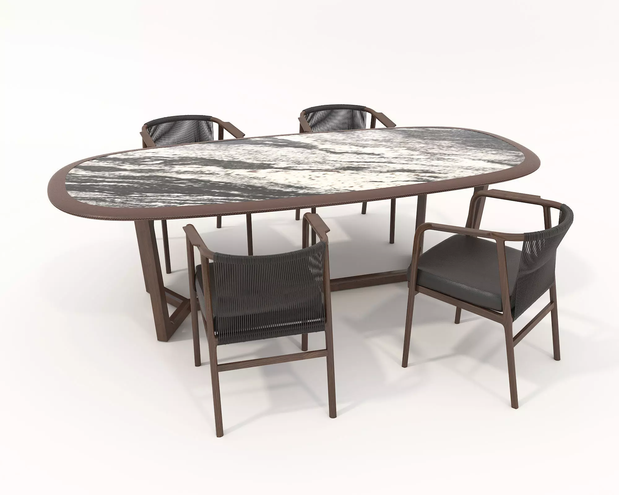 Dining Table and Chairs Set 3D model_4