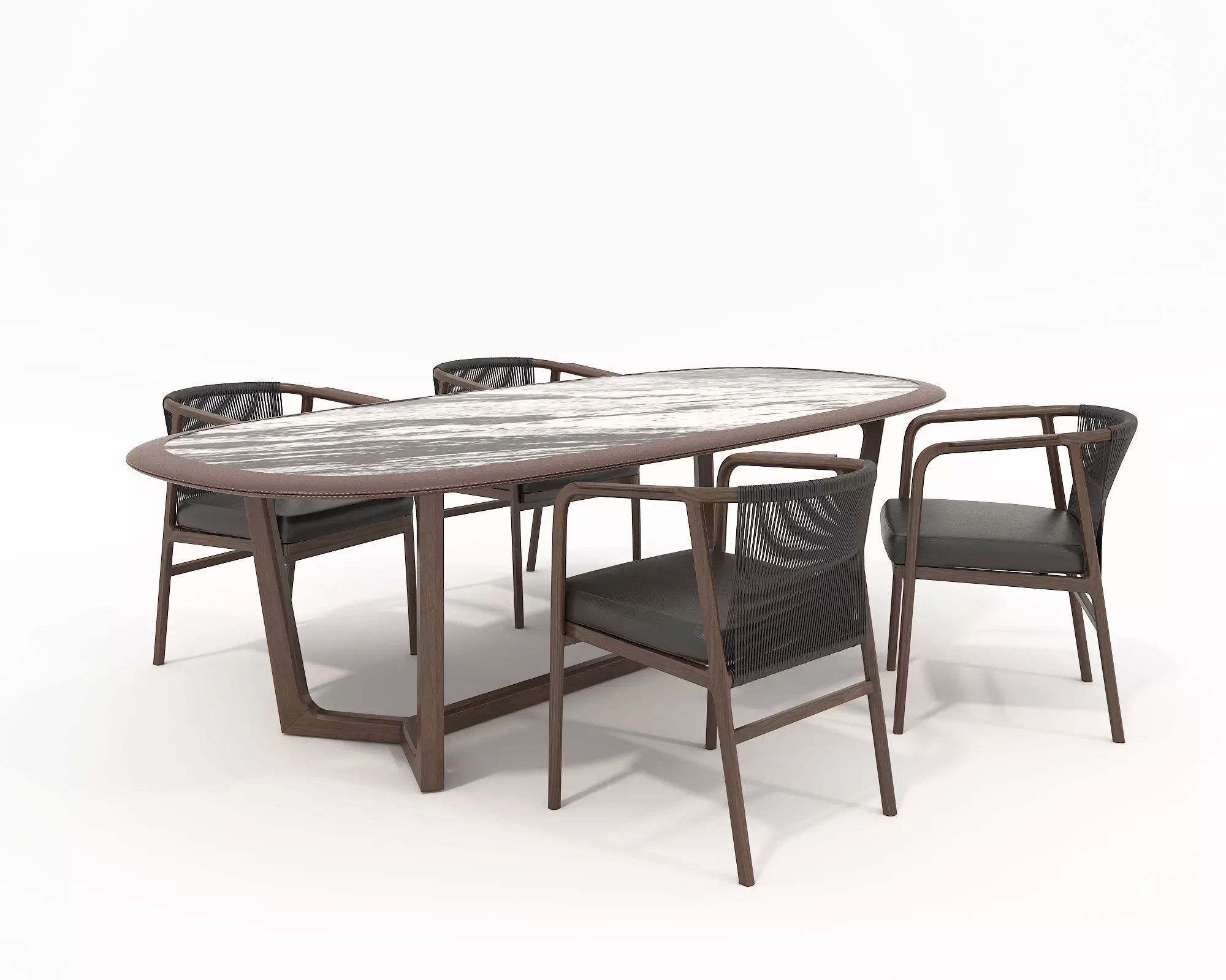 Dining Table and Chairs Set 3D model_0