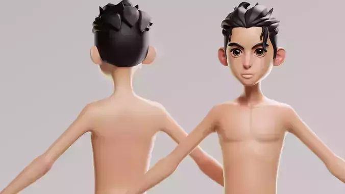 Cartoon boy character Low-poly 3D model