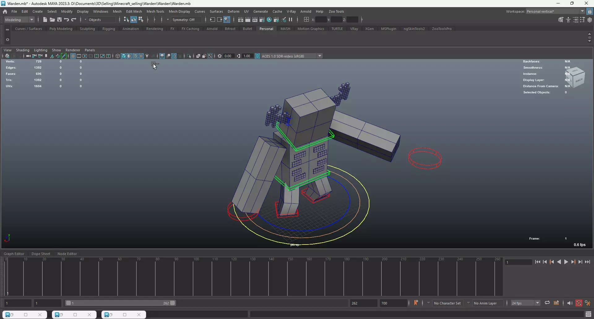 Minecraft Warden Rig Low-poly 3D model_9