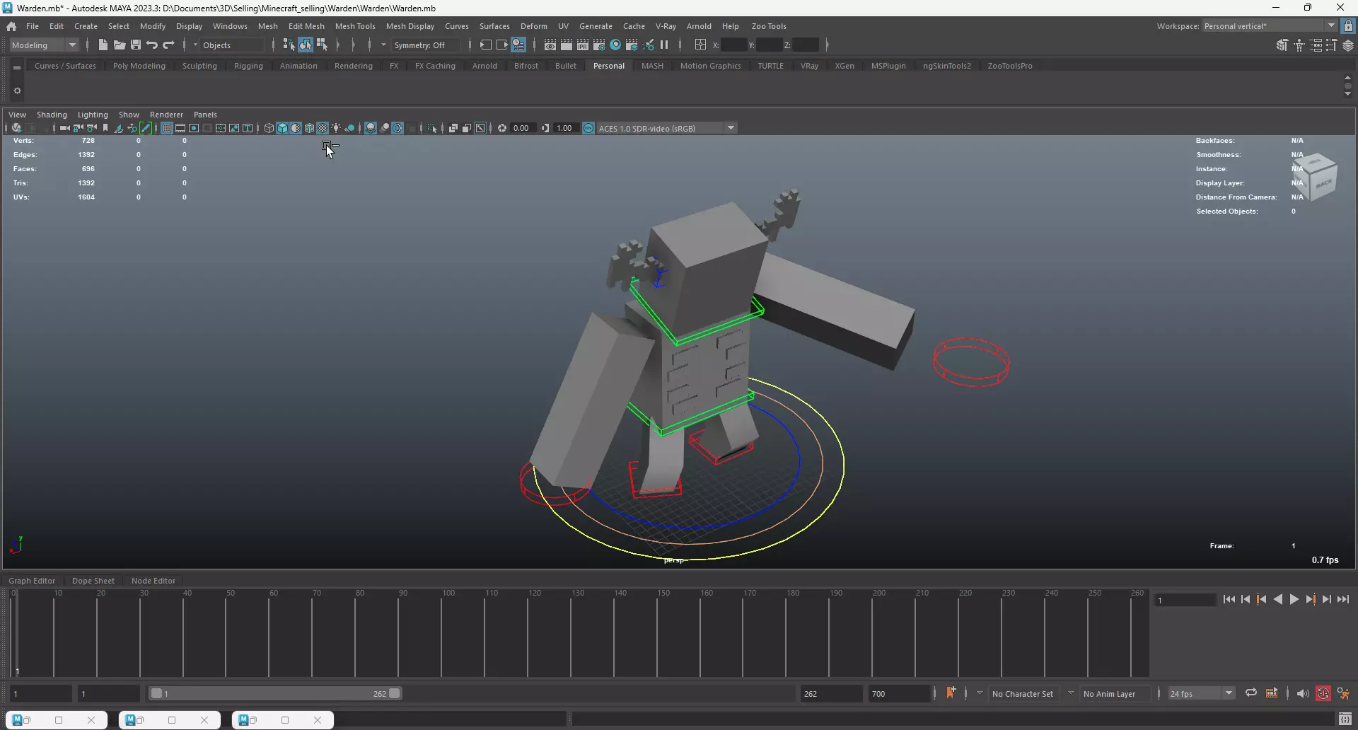 Minecraft Warden Rig Low-poly 3D model_8
