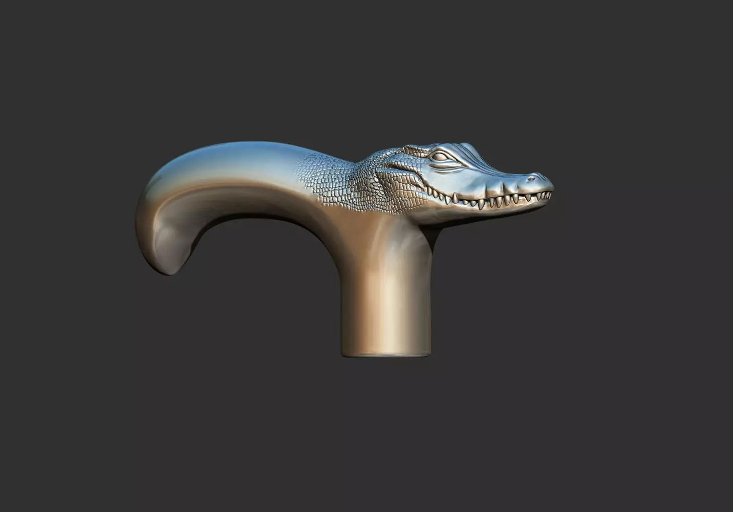 crocodile Head Walking Stick Handle 3D Printable Model CNC 3D print model