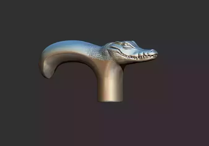 crocodile Head Walking Stick Handle 3D Printable Model CNC 