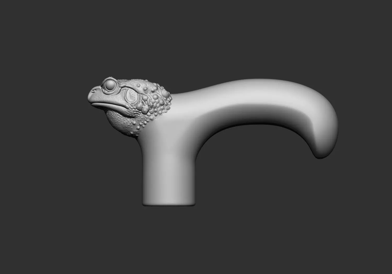 Frog Head Walking Stick Handle 3D Printable Model CNC  3D print model_1