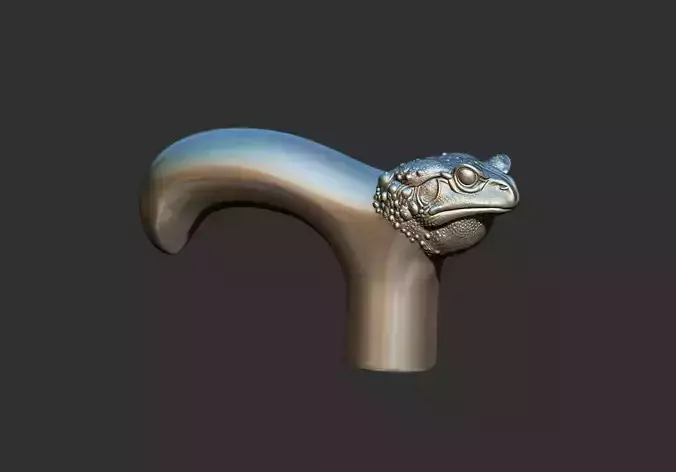 Frog Head Walking Stick Handle 3D Printable Model CNC 