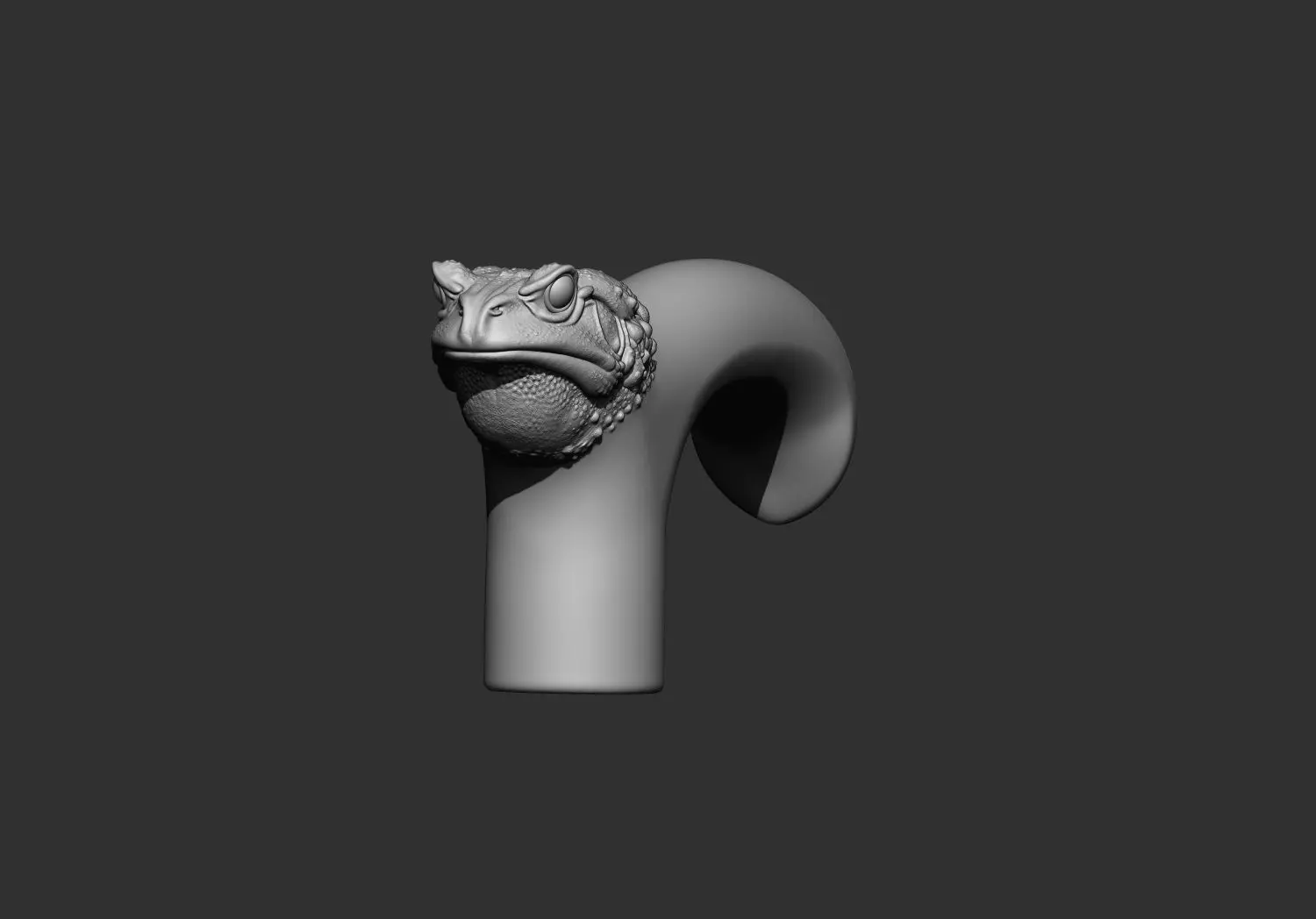 Frog Head Walking Stick Handle 3D Printable Model CNC  3D print model_4