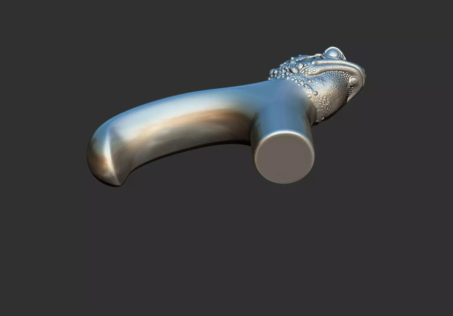 Frog Head Walking Stick Handle 3D Printable Model CNC  3D print model_3