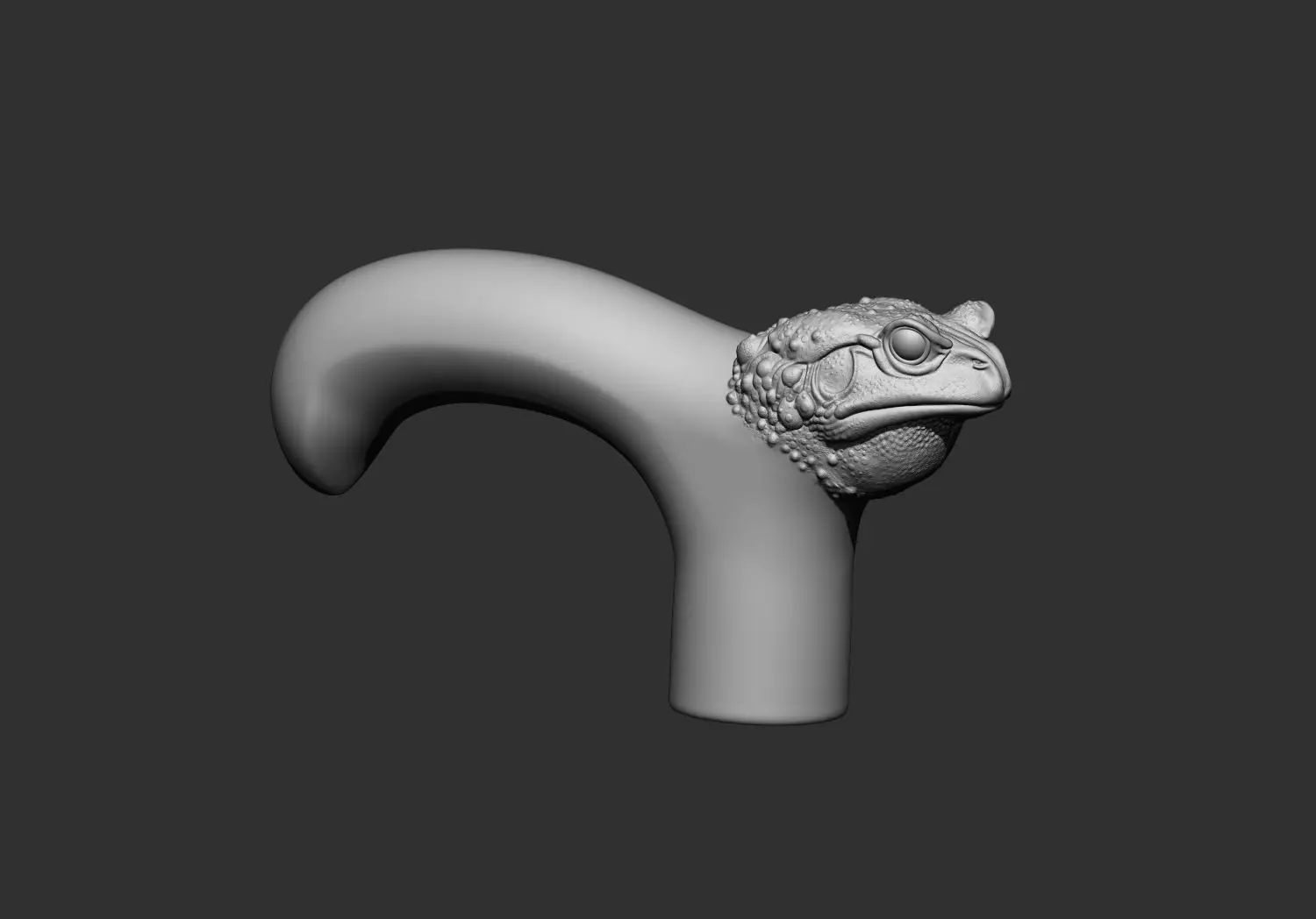 Frog Head Walking Stick Handle 3D Printable Model CNC  3D print model_2