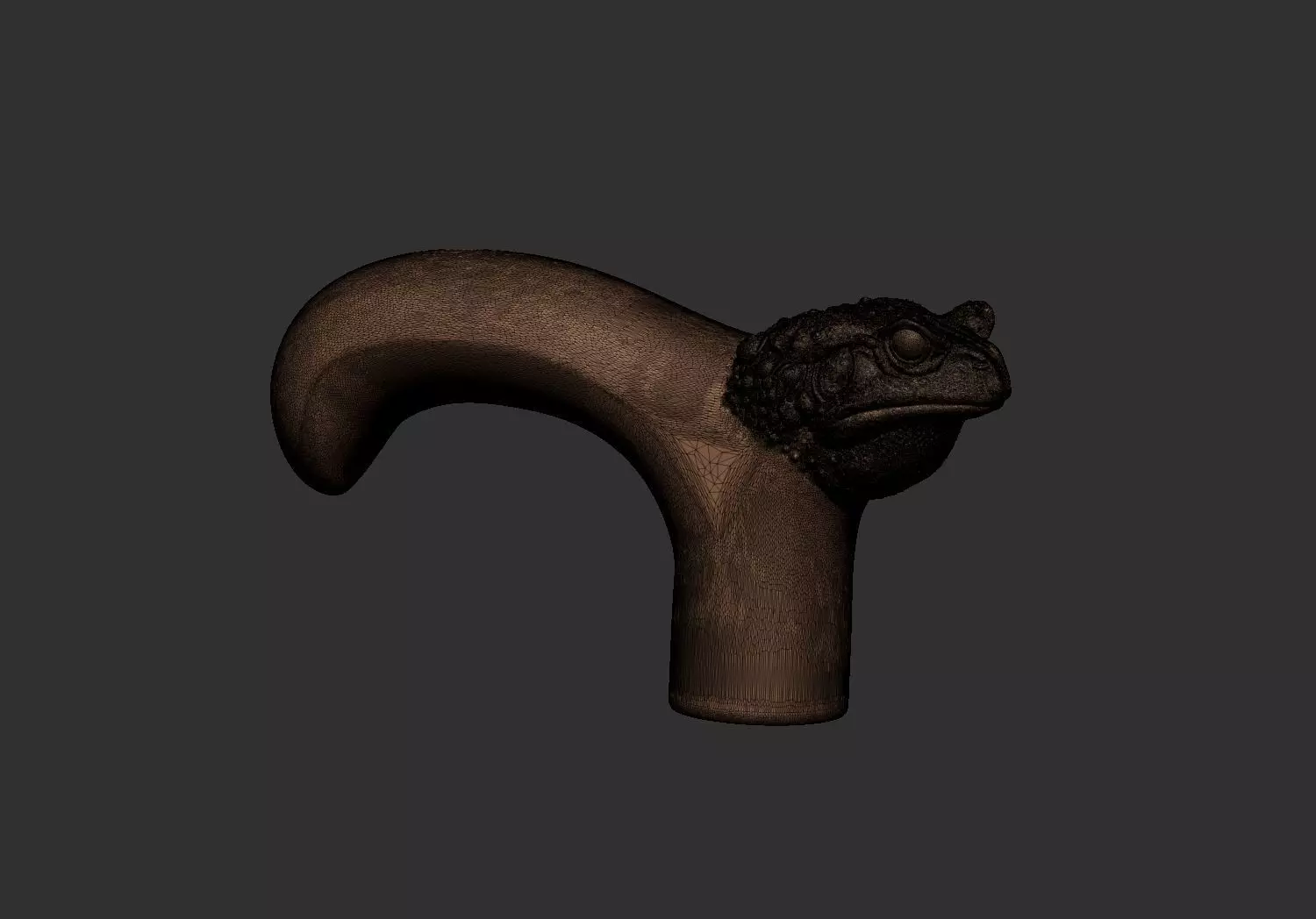 Frog Head Walking Stick Handle 3D Printable Model CNC  3D print model_5