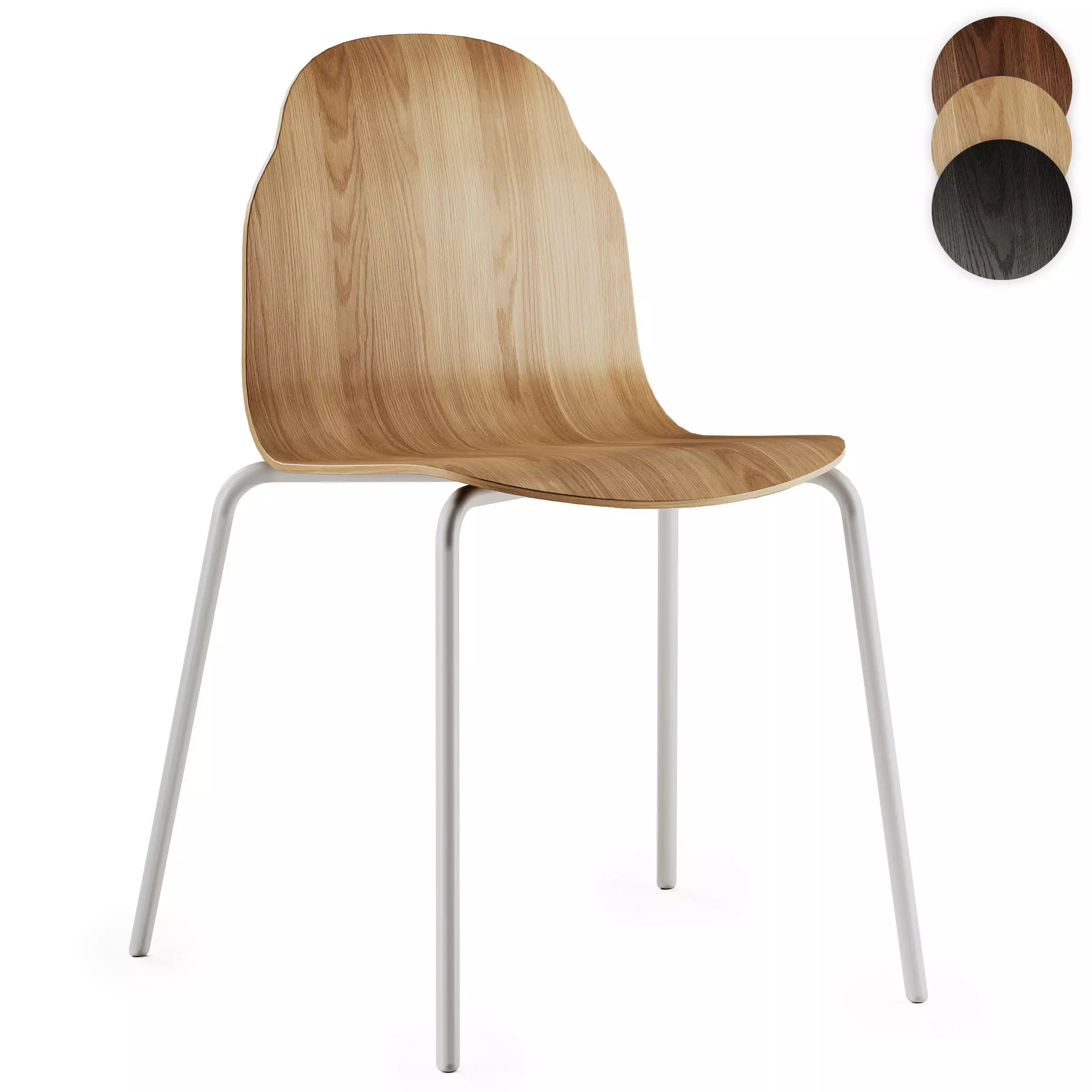 Sancal Boby Wood Chair Metal Legs 3D model