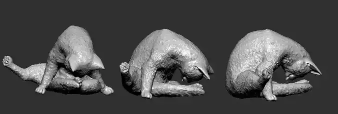 Grooming Cat  Realistic 3D Printable Model