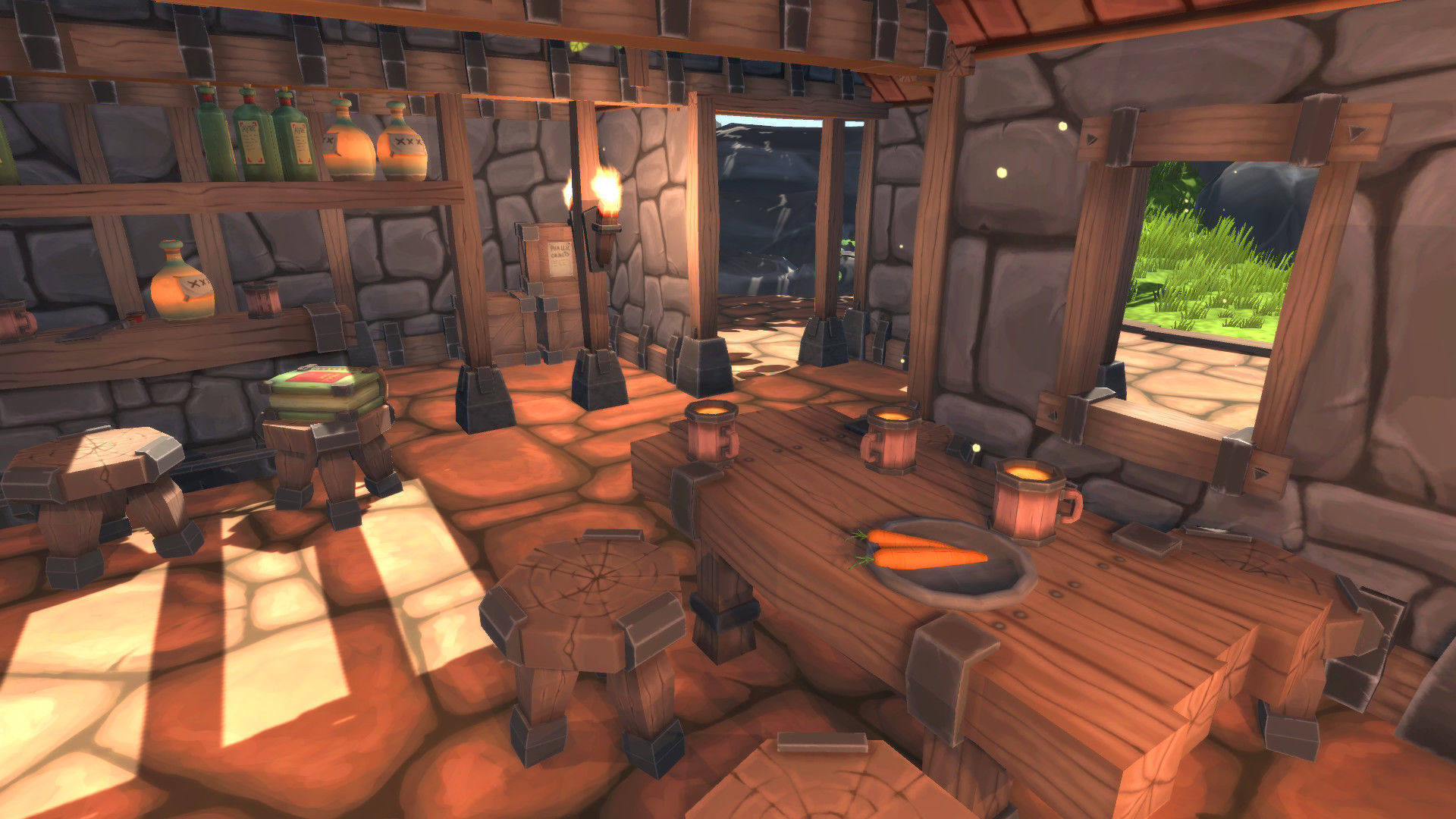 Cartoony tavern and outdoor Low-poly 3D model_1