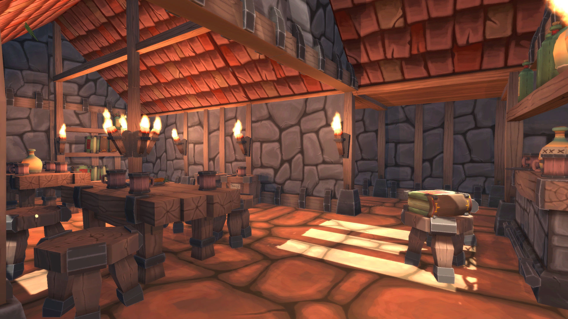 Cartoony tavern and outdoor Low-poly 3D model_2