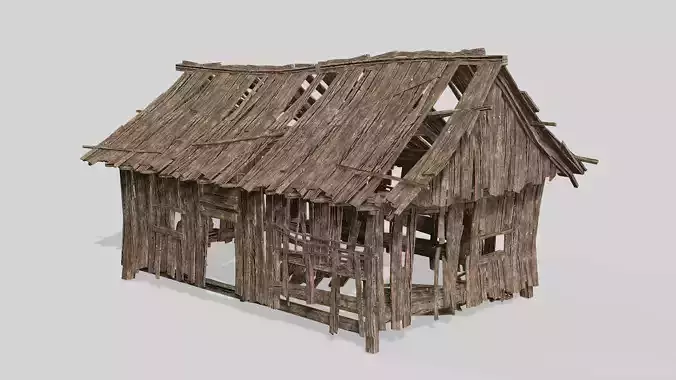 Thatch Hut House 08 For Games and Films 3D Model
