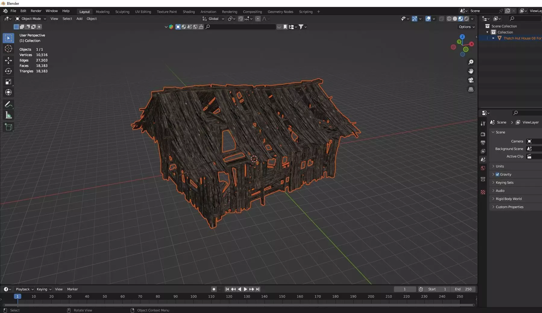 Thatch Hut House 08 For Games and Films 3D Model Low-poly 3D model_7