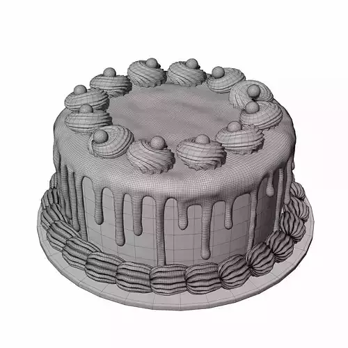 Chocolate cake 3D model 5
