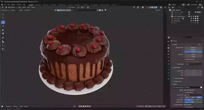 Chocolate cake 3D model 7