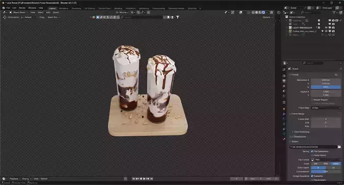 chocolate ice cream 3D model 7