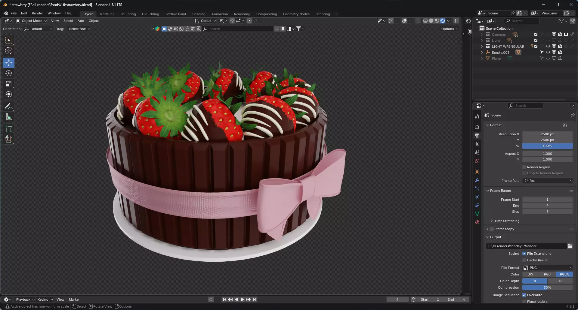 Chocolate Strawberry cake 3D model_4