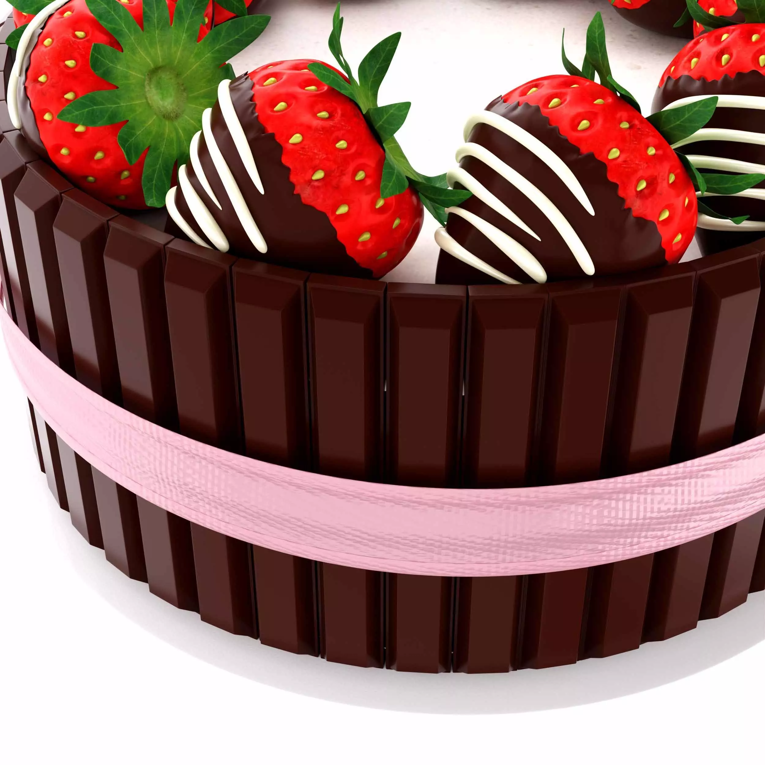 Chocolate Strawberry cake 3D model_1