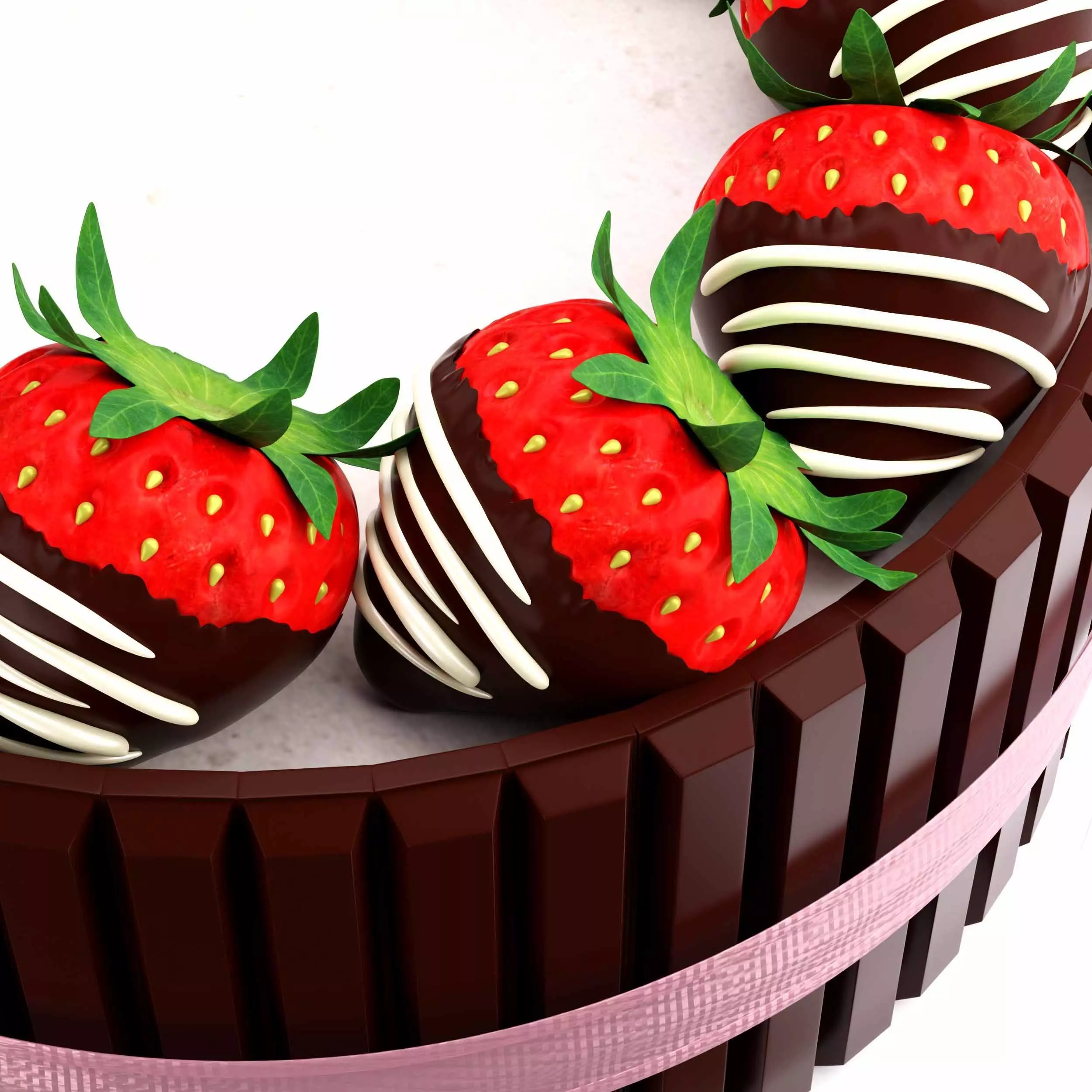 Chocolate Strawberry cake 3D model_2
