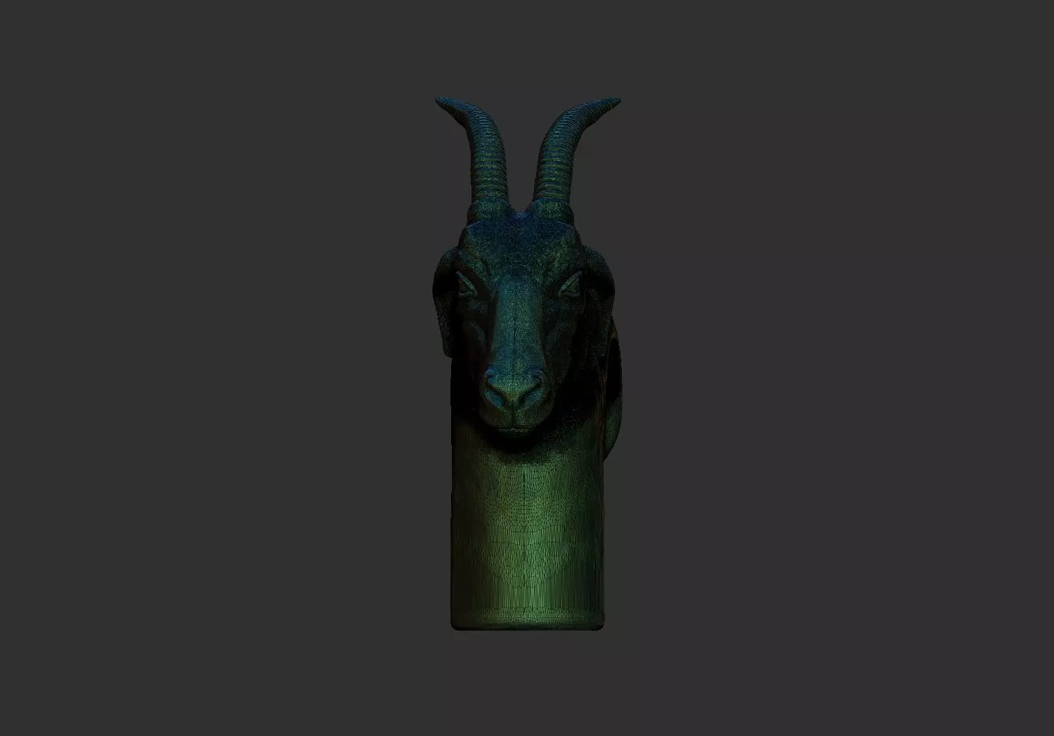 Gazelle goat Head Walking Stick Handle 3D Printable Model CNC  3D print model_4