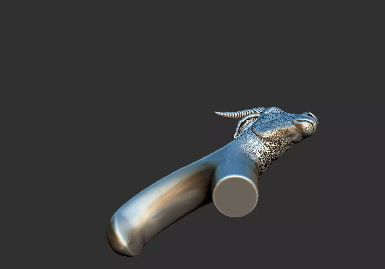 Gazelle goat Head Walking Stick Handle 3D Printable Model CNC  3D print model_5