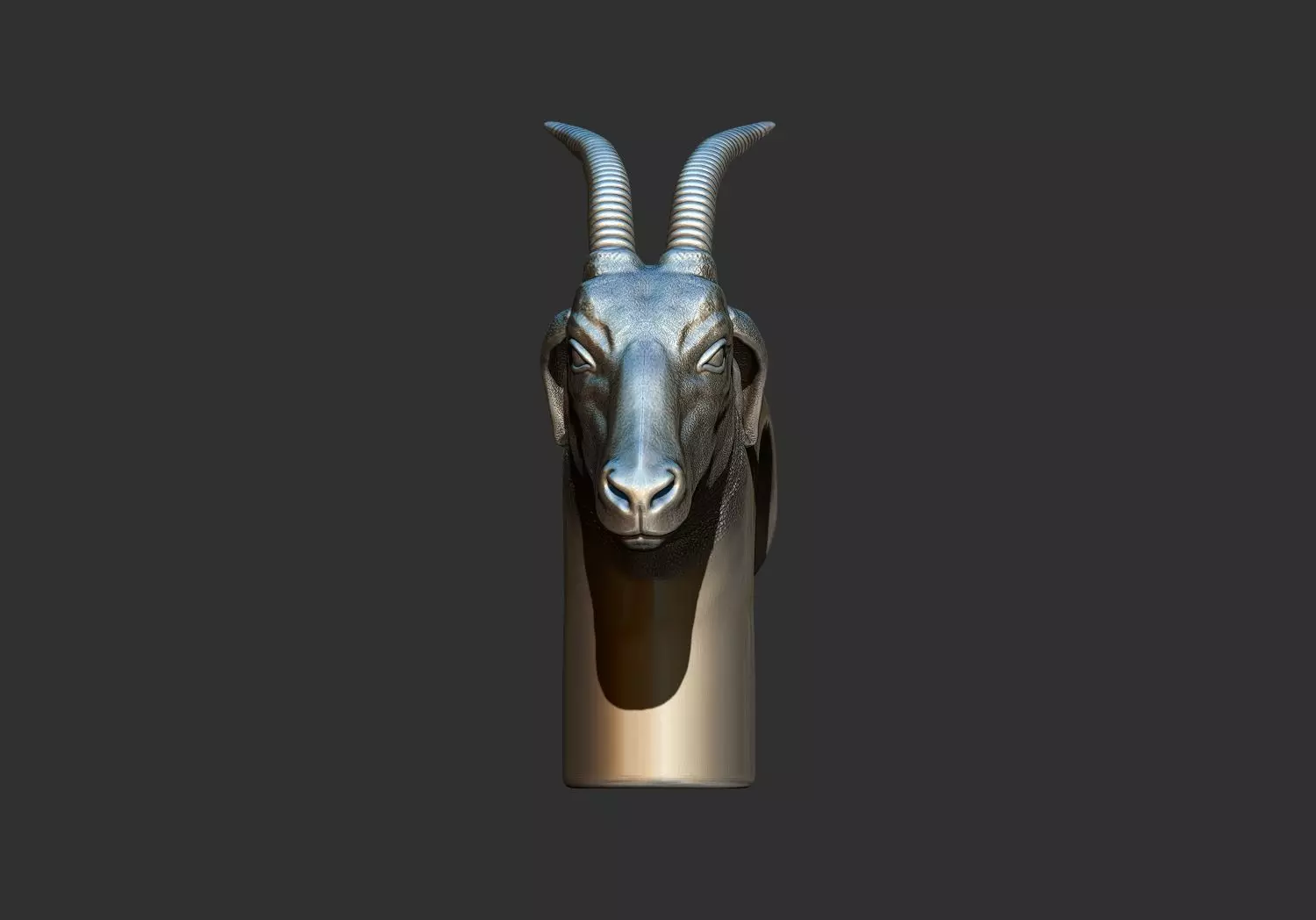 Gazelle goat Head Walking Stick Handle 3D Printable Model CNC  3D print model_6