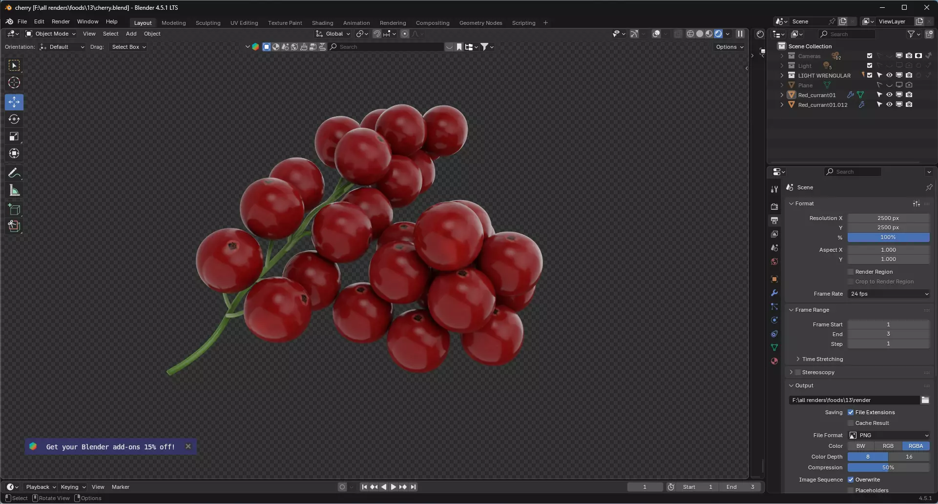 Red Currant 3D model_5