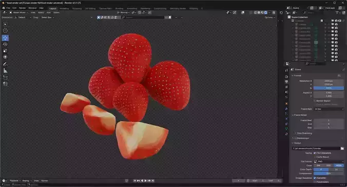 strawberry fruit 3D model 6