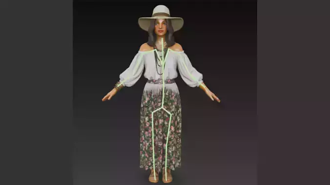 Rigged Tourist Woman 3D Model