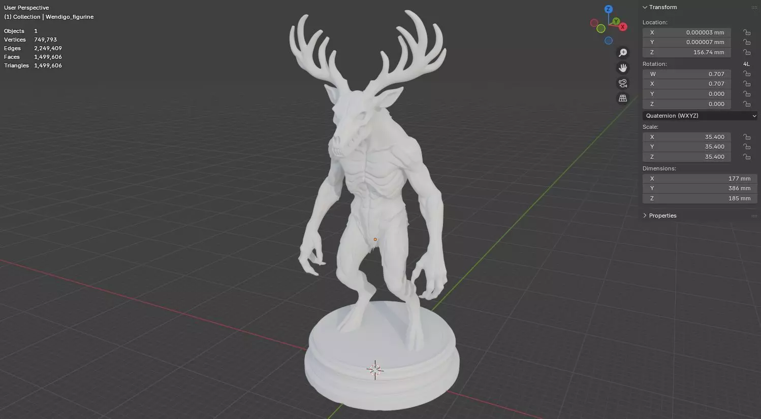 Wendigo 3D model 3D printing Horror Figurine Halloween Monster 3D print model_18