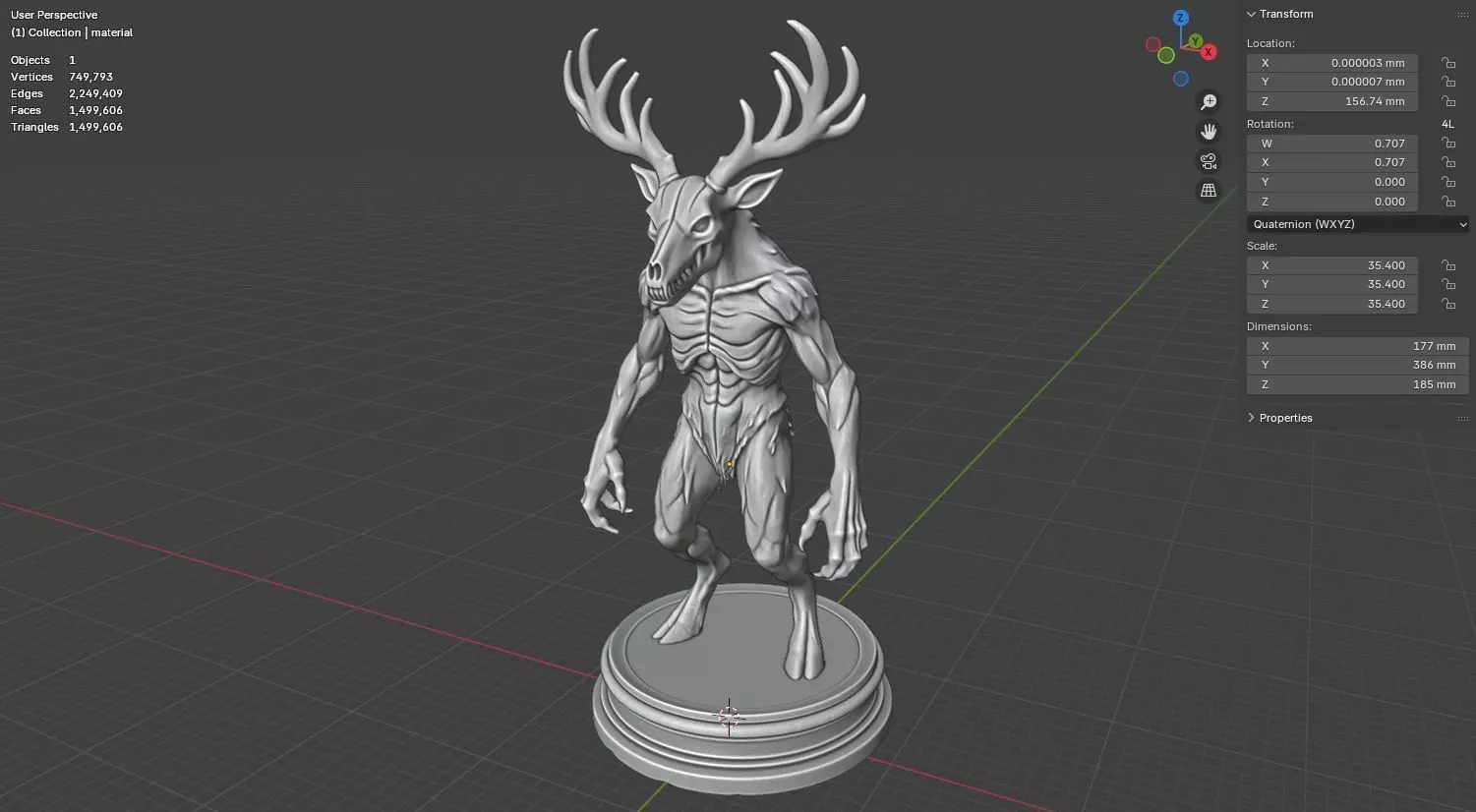 Wendigo 3D model 3D printing Horror Figurine Halloween Monster 3D print model_17