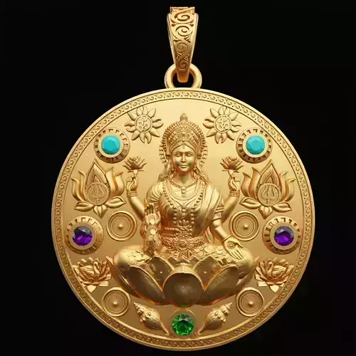 Lakshmi  Shri Yantra Pendant 3D Model