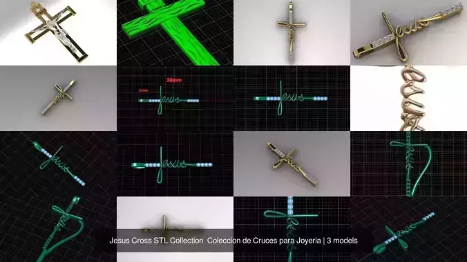 Jesus Cross STL Collection  Coleccion de Cruces para Joyeria
