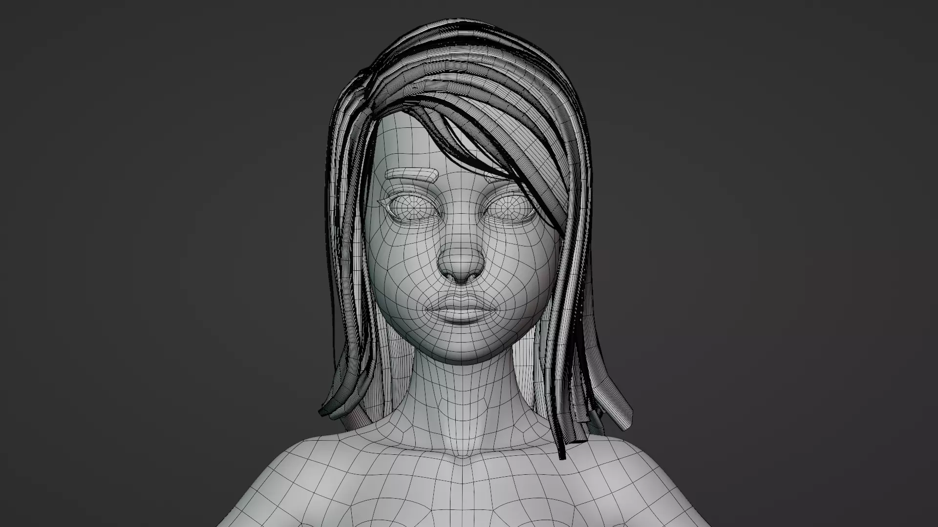 Cartoon female character mochi base mesh 3D model Low-poly 3D model_1