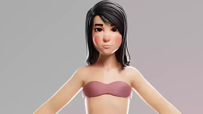 Cartoon female character mochi base mesh 3D model