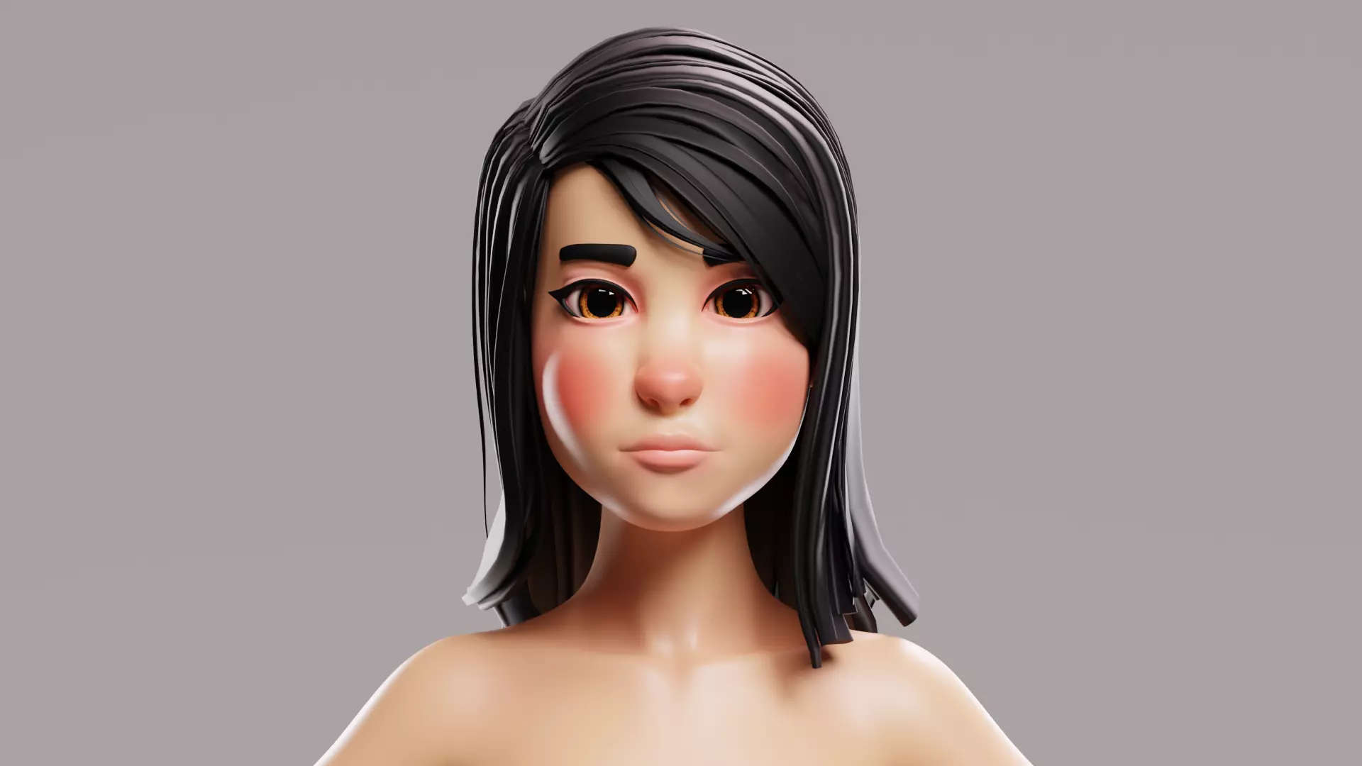 Cartoon female character mochi base mesh 3D model Low-poly 3D model_2
