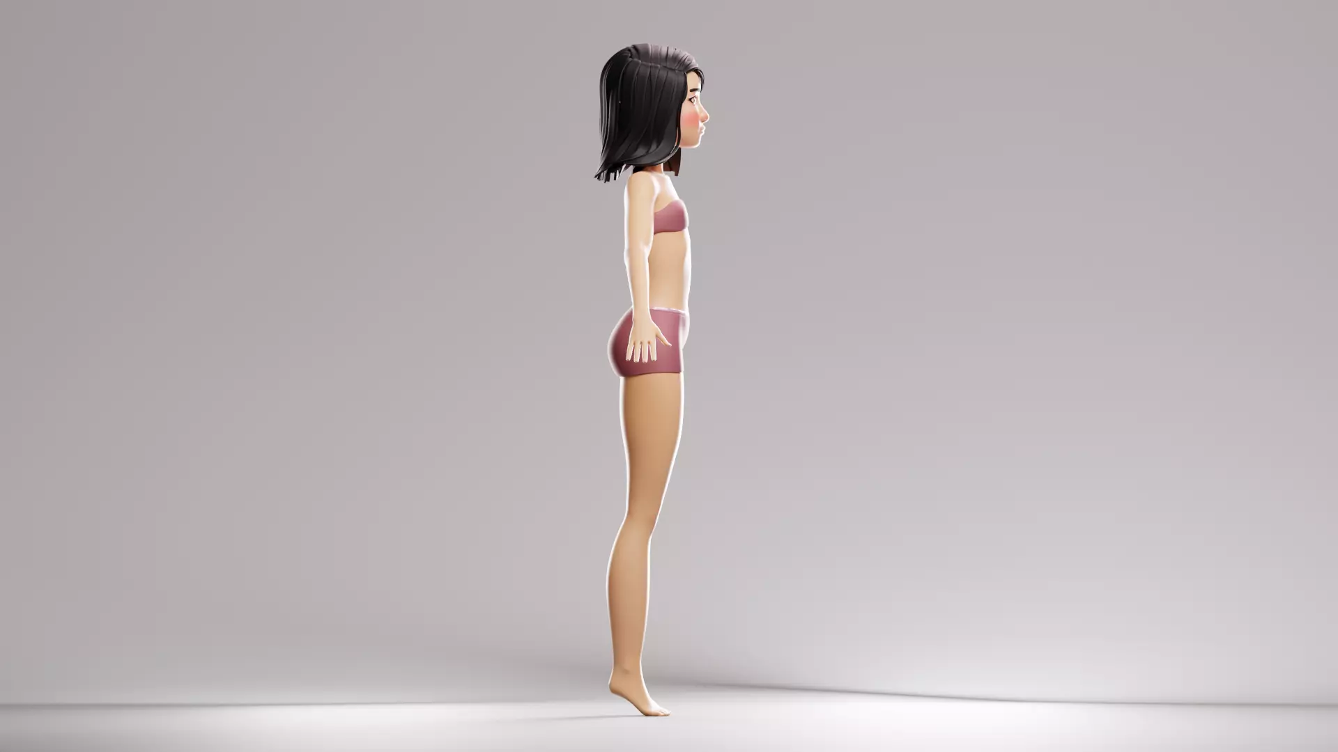 Cartoon female character mochi base mesh 3D model Low-poly 3D model_6