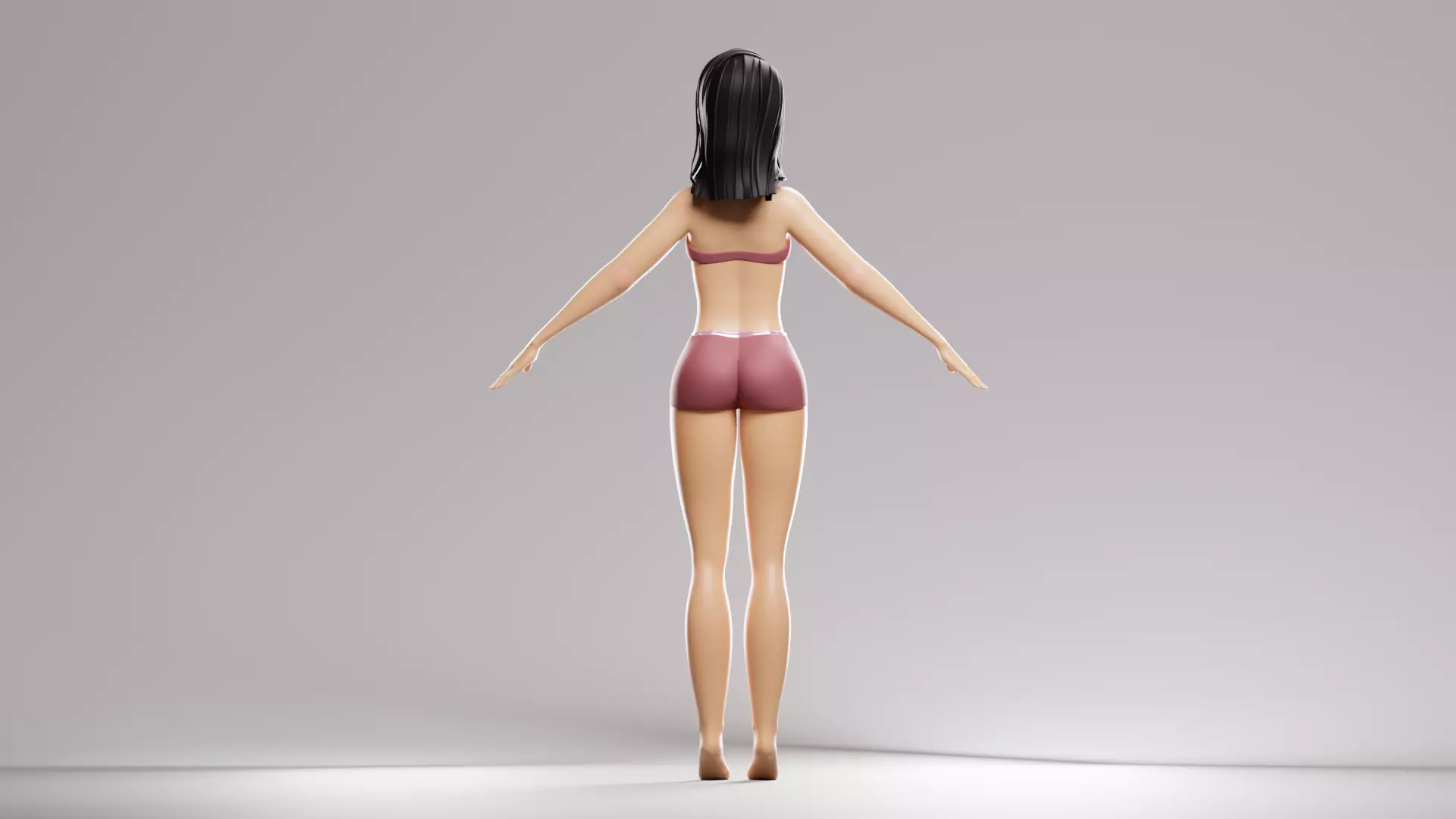 Cartoon female character mochi base mesh 3D model Low-poly 3D model_8