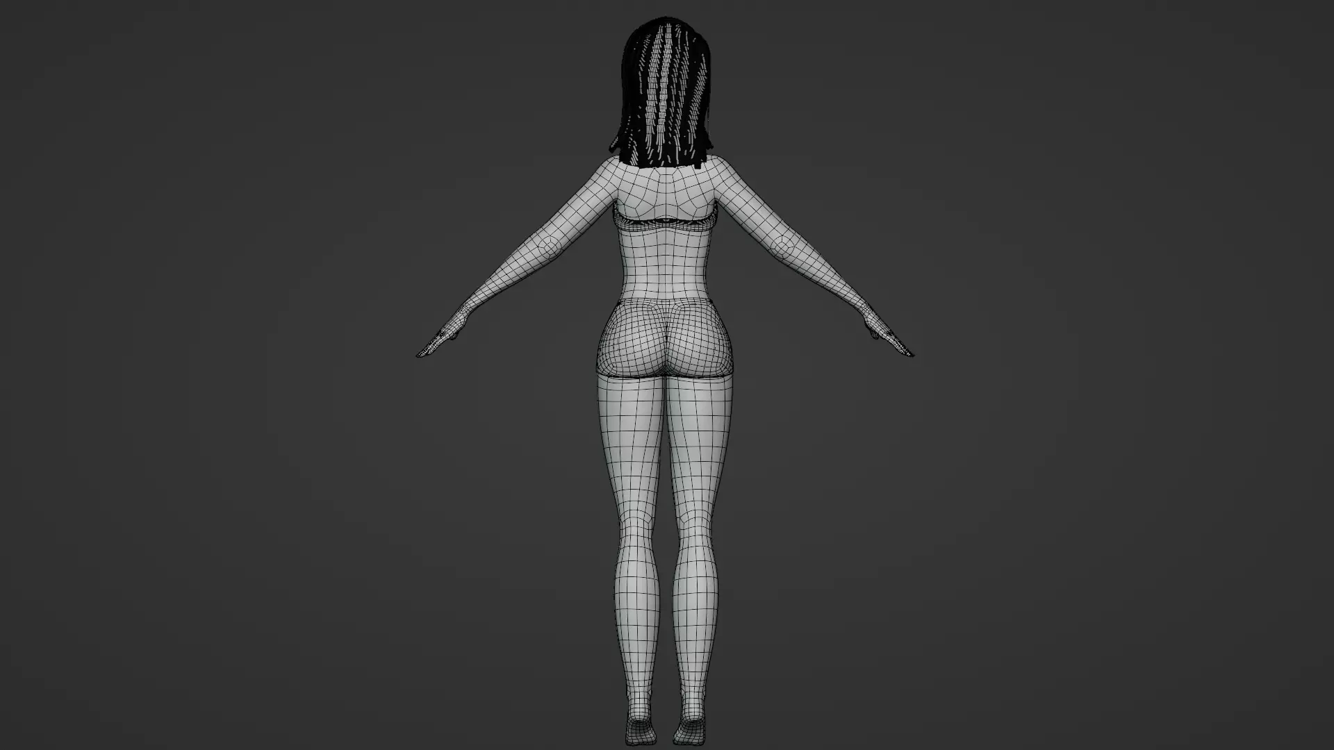 Cartoon female character mochi base mesh 3D model Low-poly 3D model_7