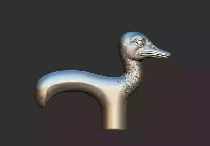 Ostrich Head Walking Stick Handle 3D Printable Model CNC 