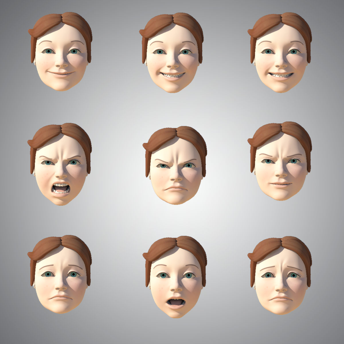 Girl with Morphs 3D model_6